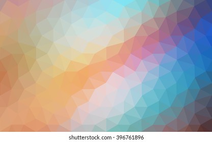 Multicolor blue, yellow, orange polygonal illustration, which consist of triangles. Geometric background in Origami style with gradient. Triangular design for your business.