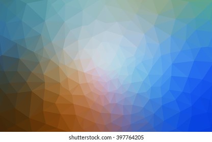Multicolor blue, yellow, orange polygonal illustration, which consist of triangles. Geometric background in Origami style with gradient. Triangular design for your business.