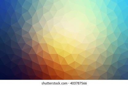 Multicolor blue, yellow, orange polygonal illustration, which consist of triangles. Geometric background in Origami style with gradient. Triangular design for your business.