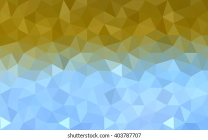 Multicolor blue, yellow, orange polygonal illustration, which consist of triangles. Geometric background in Origami style with gradient. Triangular design for your business.