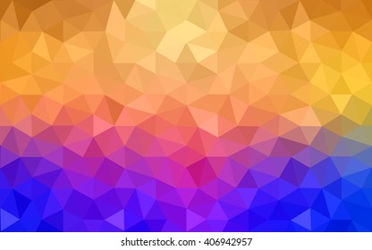 Multicolor blue, yellow, orange polygonal illustration, which consist of triangles. Geometric background in Origami style with gradient. Triangular design for your business.