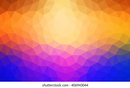 Multicolor blue, yellow, orange polygonal illustration, which consist of triangles. Geometric background in Origami style with gradient. Triangular design for your business.