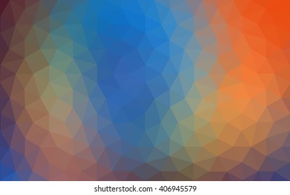 Multicolor blue, yellow, orange polygonal illustration, which consist of triangles. Geometric background in Origami style with gradient. Triangular design for your business.