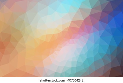 Multicolor blue, yellow, orange polygonal illustration, which consist of triangles. Geometric background in Origami style with gradient. Triangular design for your business.