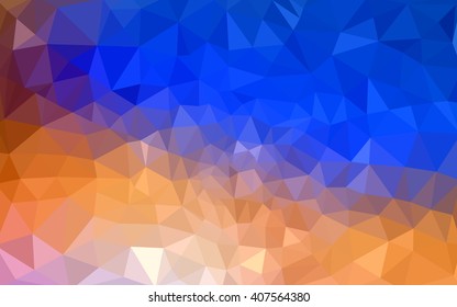 Multicolor blue, yellow, orange polygonal illustration, which consist of triangles. Geometric background in Origami style with gradient. Triangular design for your business.