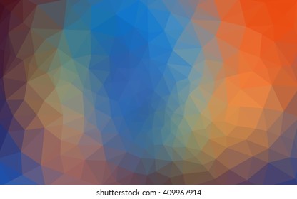 Multicolor blue, yellow, orange polygonal illustration, which consist of triangles. Geometric background in Origami style with gradient. Triangular design for your business.