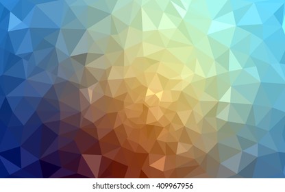 Multicolor blue, yellow, orange polygonal illustration, which consist of triangles. Geometric background in Origami style with gradient. Triangular design for your business.