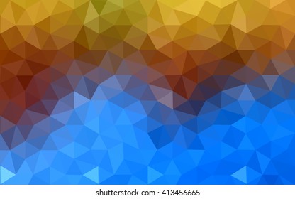 Multicolor blue, yellow, orange polygonal illustration, which consist of triangles. Geometric background in Origami style with gradient. Triangular design for your business.