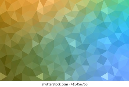 Multicolor blue, yellow, orange polygonal illustration, which consist of triangles. Geometric background in Origami style with gradient. Triangular design for your business.