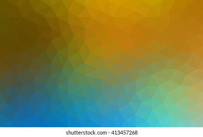 Multicolor blue, yellow, orange polygonal illustration, which consist of triangles. Geometric background in Origami style with gradient. Triangular design for your business.