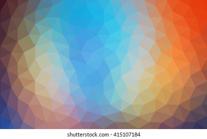 Multicolor blue, yellow, orange polygonal illustration, which consist of triangles. Geometric background in Origami style with gradient. Triangular design for your business.