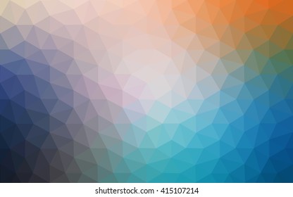 Multicolor blue, yellow, orange polygonal illustration, which consist of triangles. Geometric background in Origami style with gradient. Triangular design for your business.