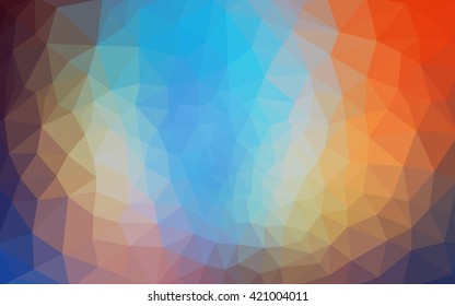 Multicolor blue, yellow, orange polygonal illustration, which consist of triangles. Geometric background in Origami style with gradient. Triangular design for your business.