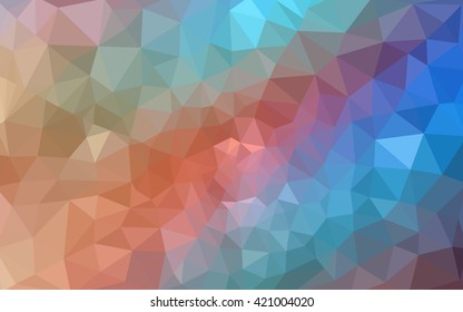 Multicolor blue, yellow, orange polygonal illustration, which consist of triangles. Geometric background in Origami style with gradient. Triangular design for your business.