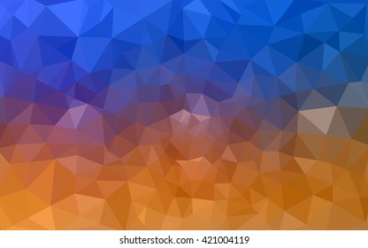Multicolor blue, yellow, orange polygonal illustration, which consist of triangles. Geometric background in Origami style with gradient. Triangular design for your business.