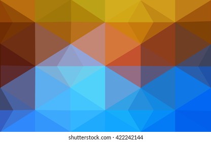 Multicolor blue, yellow, orange polygonal illustration, which consist of triangles. Geometric background in Origami style with gradient. Triangular design for your business.
