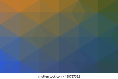 Multicolor blue, yellow, orange polygonal illustration, which consist of triangles. Geometric background in Origami style with gradient. Triangular design for your business.