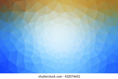 Multicolor blue, yellow, orange polygonal illustration, which consist of triangles. Geometric background in Origami style with gradient. Triangular design for your business.