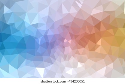 Multicolor blue, yellow, orange polygonal illustration, which consist of triangles. Geometric background in Origami style with gradient. Triangular design for your business.