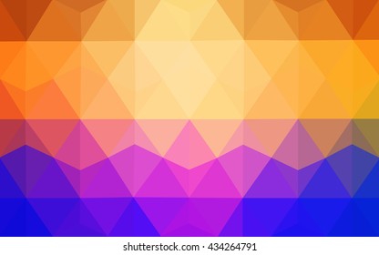 Multicolor blue, yellow, orange polygonal illustration, which consist of triangles. Geometric background in Origami style with gradient. Triangular design for your business.