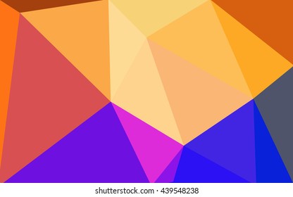 Multicolor blue, yellow, orange polygonal illustration, which consist of triangles. Geometric background in Origami style with gradient. Triangular design for your business.