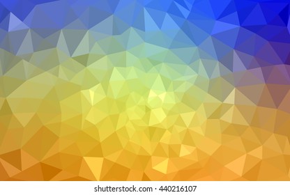 Multicolor blue, yellow, orange polygonal illustration, which consist of triangles. Geometric background in Origami style with gradient. Triangular design for your business.