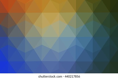 Multicolor blue, yellow, orange polygonal illustration, which consist of triangles. Geometric background in Origami style with gradient. Triangular design for your business.