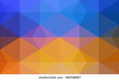 Multicolor blue, yellow, orange polygonal illustration, which consist of triangles. Geometric background in Origami style with gradient. Triangular design for your business.