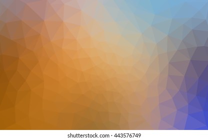 Multicolor blue, yellow, orange polygonal illustration, which consist of triangles. Geometric background in Origami style with gradient. Triangular design for your business.