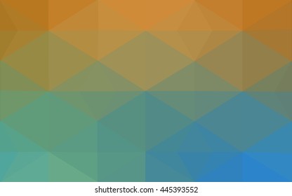 Multicolor blue, yellow, orange polygonal illustration, which consist of triangles. Geometric background in Origami style with gradient. Triangular design for your business.