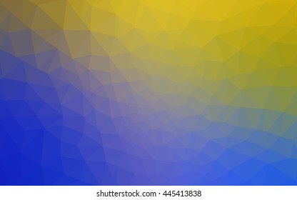 Multicolor blue, yellow, orange polygonal illustration, which consist of triangles. Geometric background in Origami style with gradient. Triangular design for your business.