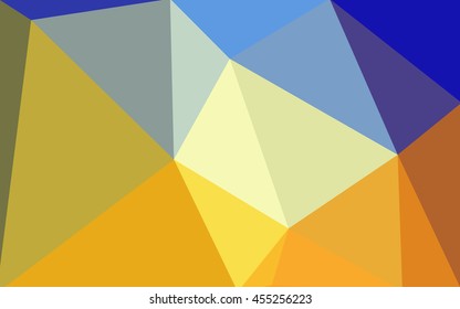Multicolor blue, yellow, orange polygonal illustration, which consist of triangles. Geometric background in Origami style with gradient. Triangular design for your business.