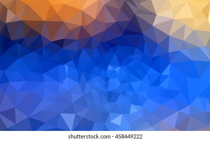 Multicolor blue, yellow, orange polygonal illustration, which consist of triangles. Geometric background in Origami style with gradient. Triangular design for your business.