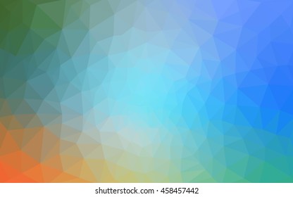 Multicolor blue, yellow, orange polygonal illustration, which consist of triangles. Geometric background in Origami style with gradient. Triangular design for your business.