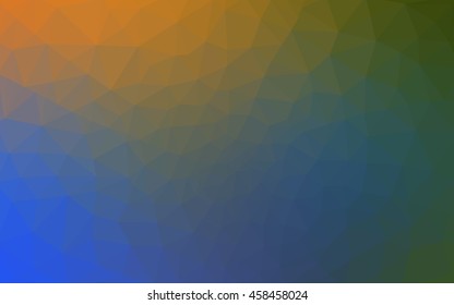 Multicolor blue, yellow, orange polygonal illustration, which consist of triangles. Geometric background in Origami style with gradient. Triangular design for your business.