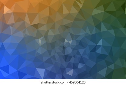 Multicolor blue, yellow, orange polygonal illustration, which consist of triangles. Geometric background in Origami style with gradient. Triangular design for your business.