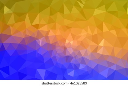 Multicolor blue, yellow, orange polygonal illustration, which consist of triangles. Geometric background in Origami style with gradient. Triangular design for your business.