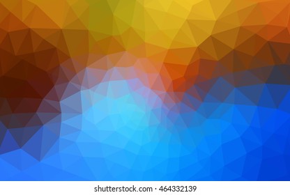 Multicolor blue, yellow, orange polygonal illustration, which consist of triangles. Geometric background in Origami style with gradient. Triangular design for your business.