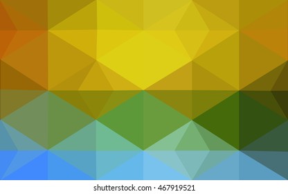 Multicolor blue, yellow, orange polygonal illustration, which consist of triangles. Geometric background in Origami style with gradient. Triangular design for your business.