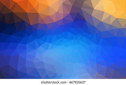 Multicolor blue, yellow, orange polygonal illustration, which consist of triangles. Geometric background in Origami style with gradient. Triangular design for your business.