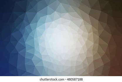 Multicolor blue, yellow, orange polygonal illustration, which consist of triangles. Geometric background in Origami style with gradient. Triangular design for your business.
