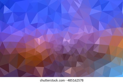 Multicolor blue, yellow, orange polygonal illustration, which consist of triangles. Geometric background in Origami style with gradient. Triangular design for your business.