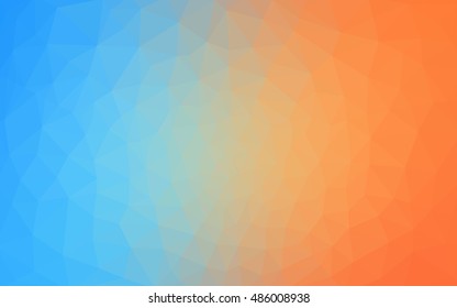 Multicolor blue, yellow, orange polygonal illustration, which consist of triangles. Geometric background in Origami style with gradient. Triangular design for your business.