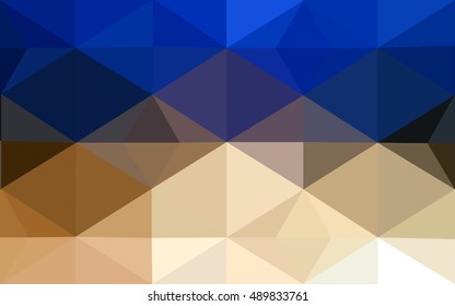 Multicolor blue, yellow, orange polygonal illustration, which consist of triangles. Geometric background in Origami style with gradient. Triangular design for your business.