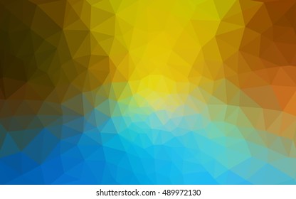 Multicolor blue, yellow, orange polygonal illustration, which consist of triangles. Geometric background in Origami style with gradient. Triangular design for your business.