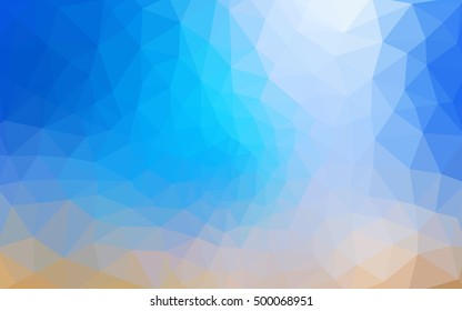 Multicolor blue, yellow, orange polygonal illustration, which consist of triangles. Geometric background in Origami style with gradient. Triangular design for your business.