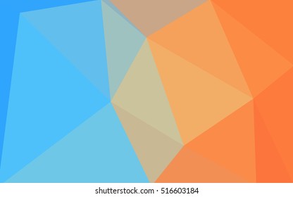 Multicolor blue, yellow, orange polygonal illustration, which consist of triangles. Geometric background in Origami style with gradient. Triangular design for your business.