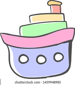 Multicolor boat, illustration, vector on white background.