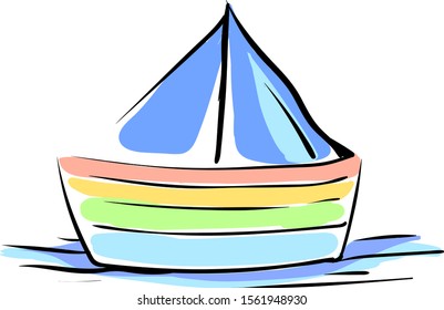 Multicolor boat, illustration, vector on white background.