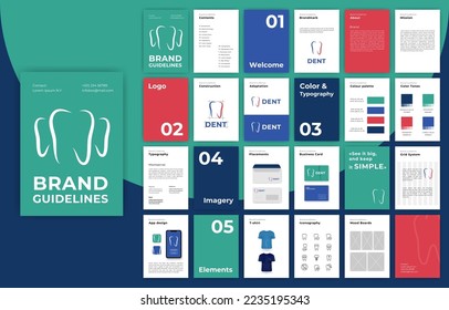 Multicolor Brand Guidelines template. Corporate identity presentation in A4 size. Logo Guideline template. Logo Guide Book. Logotype presentation